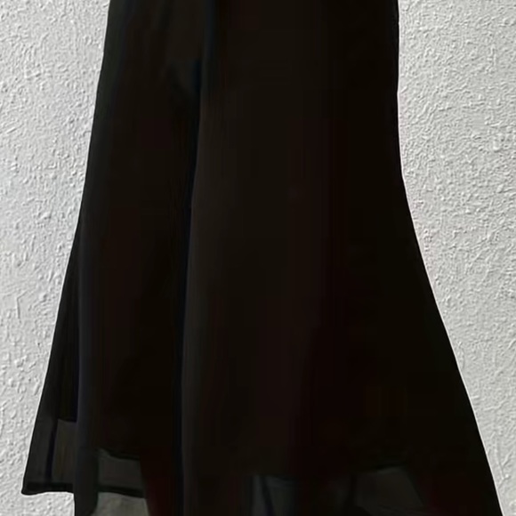 NIP WIDE LEG CAPRI SHEER OVERLAY PALAZZO PANTS BLACK DRESS HOLIDAY SIZE 6 MEDIUM - Picture 9 of 9